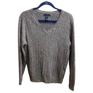 Karen Scott Cable Knit Sweater Black and White Womens Size Large Cotton